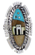 Silver Multicolor Native American Design Ring Size 5-1/4 WX41410